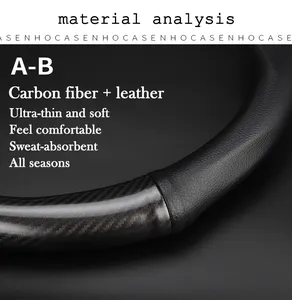 Super Fiber Leather Carbon Fiber Car Steering Wheel Cover