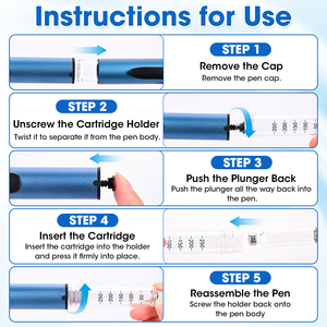 60IU 3ml Automatic Reusable Injection <b>Pen</b> with Glass Cartridge and Rubber Stopper for Precise Peptide Liquid Dosing - Product Image 3
