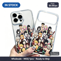 Coque de téléphone anti-rayures transparente à motif de groupe de personnages d'anime pour iPhone 17/15 Pro Max & Plus Series