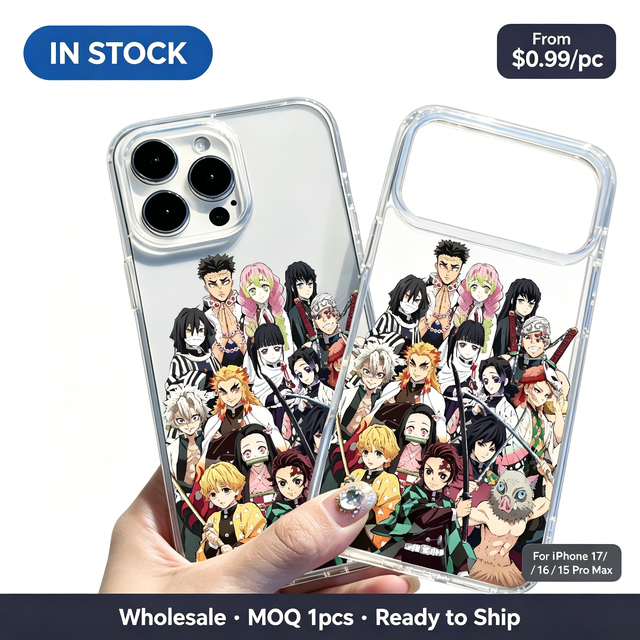 Transparent Anime Multiple Characters Group Photo Pattern Anti-Scratch Phone Case for iPhone 17/15 Pro Max & Plus Series