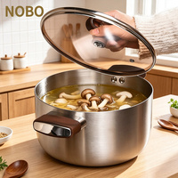 Ensemble de casseroles en acier inoxydable triple couche 304, 20/22/24/26/28 cm, revêtement antiadhésif en titane, durable, pour la cuisine
