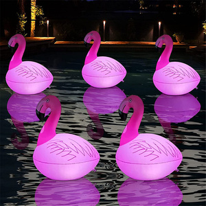 Bouée de natation pour adulte, boule flottante solaire en forme de flamant rose, lumière de piscine, lampe de ballon imperméable pour pelouse, décoration de fête à domicile, jardin - Product Image 6