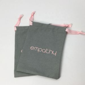 Custom Logo Printed Grey Cotton Linen Clothing Shoes <b>Drawstring</b> Bags Wholesale Storage <b>Pouches</b> - Product Image 4