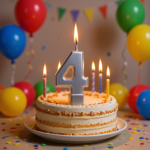 Candela Numero 4 in Argento per Feste, Candele di Compleanno da 4,5 Cm, Vela - Product Image 2