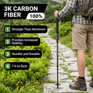 Bâton <span class=keywords><strong>nordique</strong></span> personnalisé 5 sections 3k bâtons <span class=keywords><strong>de</strong></span> trekking pliables <span class=keywords><strong>en</strong></span> fibre <span class=keywords><strong>de</strong></span> <span class=keywords><strong>carbone</strong></span> bâton <span class=keywords><strong>de</strong></span> <span class=keywords><strong>marche</strong></span> ultraléger pointe <span class=keywords><strong>en</strong></span> caoutchouc pour la randonnée et la <span class=keywords><strong>marche</strong></span> - Product Image 2