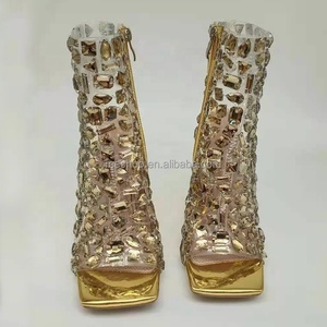Sandales à talons hauts sexy à bout carré, bottines fantaisie, couture brillante, strass, talons hauts en <span class=keywords><strong>cristal</strong></span>, sandales pour femmes - Product Image 5
