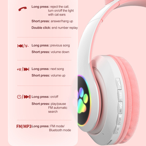 Auriculares inalámbricos LED con forma de oreja de gato para niños y jóvenes, audífonos sin cables, color azul, con enchufe de 5,0mm y micrófono, mejor regalo, 3,5 - Product Image 2