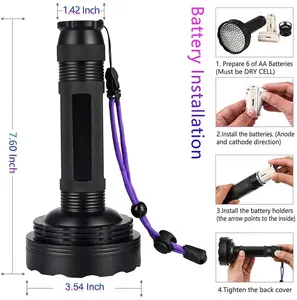 Factory Wholesales 18 Watt Aluminum 128LED Flashlight With Blacklight Powerful Home Hotel Clean Scorpion Hunting 395nm UV Torch