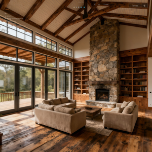 Diseño <span class=keywords><strong>de</strong></span> Casa Estilo Cabaña <span class=keywords><strong>de</strong></span> Montaña con Chimenea <span class=keywords><strong>de</strong></span> <span class=keywords><strong>Piedra</strong></span> y Techos a Dos Aguas - Product Image 3