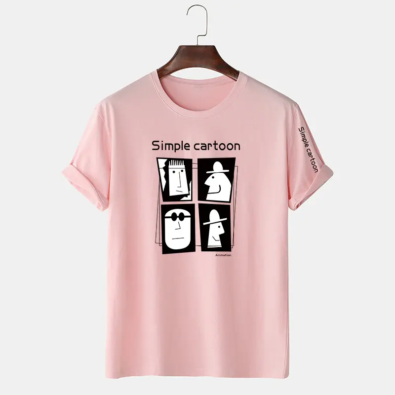 Camiseta de algodão 180g 100% cor-de-rosa, tamanho americano, estampa gráfica frontal, camiseta básica elegante para homens