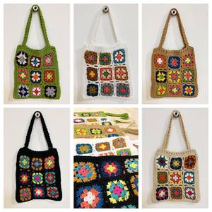 Sac à main en <span class=keywords><strong>crochet</strong></span> <span class=keywords><strong>granny</strong></span> square fait main en gros, sac fourre-tout coloré en patchwork pour femmes - Product Image 2