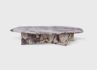 Table basse en marbre poli moderne Geometrik Calacatta Viola, service OEM, personnalisée pour usage en villa
