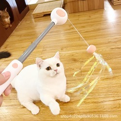 Nachhaltiges neues Design Interaktives Laser-Katzen spielzeug Dehnbarer Katzen-Teaser-Zauberstab mit Feder quasten Katzen spielzeugs tab - Product Image 6