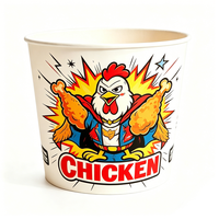 Seau à poulet frit personnalisé OEM ODM, logo personnalisé, emballage de poulet en gros pour chaîne de marques, boîte d'emballage de poulet en couleur pleine.