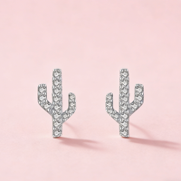Boucles d'oreilles clous en argent 925 CZ Cactus, style luxe léger, résistantes au ternissement, vente en gros de première qualité, cadeau pour mariage, anniversaire, fête