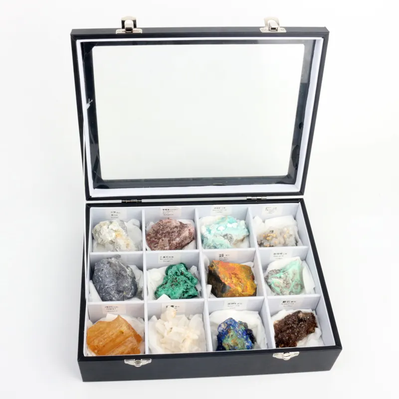 Commercio all'ingrosso pietra preziosa minerale minerale Set scatola di cristallo pietre curative pietra grezza minerale esemplare