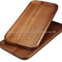 Plateau de service moderne en bois d'acacia, assiette à dîner jetable créative en bois massif, plat à condiments pour la fête, le petit-déjeuner et la charcuterie