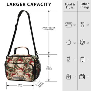 Sac à déjeuner isotherme de Noël motif léopard et Père Noël, sac isotherme avec fermeture éclair, sac de rangement alimentaire étanche pour le travail et les voyages - Product Image 3