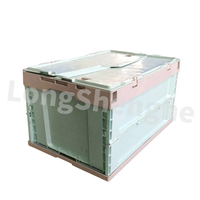 LongShenghe Boîte de récipient en plastique recyclable empilable pliable Caisse pliante de stockage pliable avec couvercle