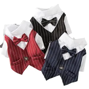 Produttore all'ingrosso vestiti per animali domestici camicia per cani smoking papillon camicia vestiti adatti per la festa di nozze cucciolo Bulldog francese Pug