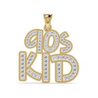 Pendentif personnalisé en moissanite certifiée GRA, taille brillant, lettres KID style années 90, style hip-hop glacé, bijoux unisexe pour enfants en argent 925