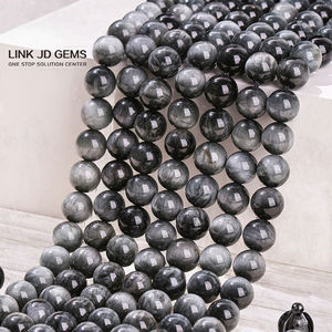 Perles en pierre d'obsidienne argentée naturelle de 8 mm et 10 mm, lisses, en vrac, pour la fabrication de bijoux, breloques de bracelet, accessoires - Product Image 2