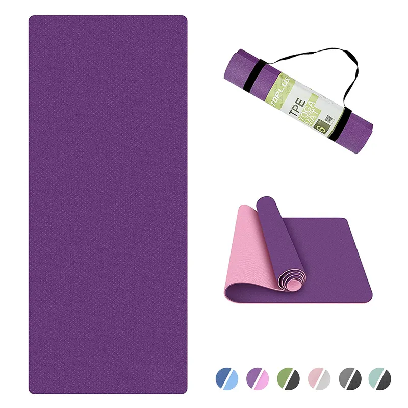 Kustom Dicetak Ekstra Besar Yoga Mat TPE Yoga Mat Ramah Lingkungan Ukuran Kustom Dipersonalisasi 3Mm 4Mm 5Mm 6Mm 8Mm 10Mm