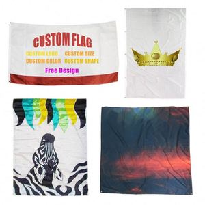 Drapeaux publicitaires personnalisés 3x5 avec impression de logo, pour expositions et publicité extérieure, bannières en polyester pour les fêtes - Product Image 1