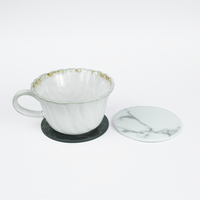 Sous-verre rond en céramique personnalisé, motif marbre noir, or, blanc, gris, pour la protection des tables de bar à domicile