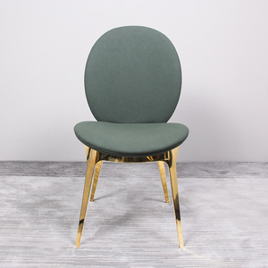 Sillas de Comedor de Lujo de Terciopelo Verde con Patas de Acero Inoxidable Dorado, Silla de Comedor Moderna de Lujo DC-00, Silla de Comedor de Terciopelo Verde - Product Image 3