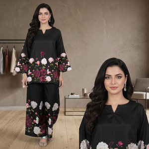 Fusion Luxury Corduroy Edition <b>Women's</b> Formal 2-<b>Piece</b> <b>Suit</b> Sets Winter Premium Self Corduroy for Material Floral Printed - Product Image 3
