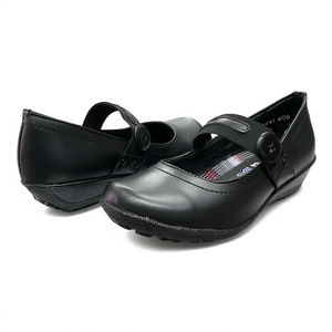 Scarpe Basse in Pelle da Donna Picolina, Punta Rotonda, Chiusura con Bottone, Nero 1606 - Product Image 1