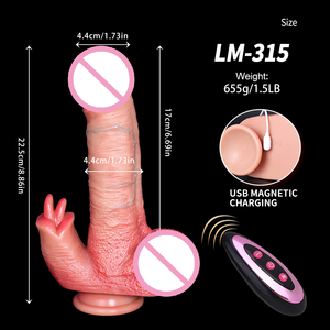 Dildo Portátil LM-315 con Control Remoto, Vibración, Estiramiento, Oscilación, Calentamiento y Resistencia al Agua - Product Image 6