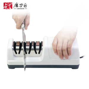 جهاز شحذ سكاكين كهربائي احترافي بحواف 20 درجة مع مواد كشط وراتنج ماسي وأدلة زاوية دقيقة ، 3 مراحل ، أبيض - Product Image 4