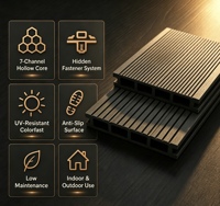 Plancher composite extérieur durable SINKO, directement de l'usine, moderne, antidérapant, à trous carrés et ronds, pour jardin et bord de piscine