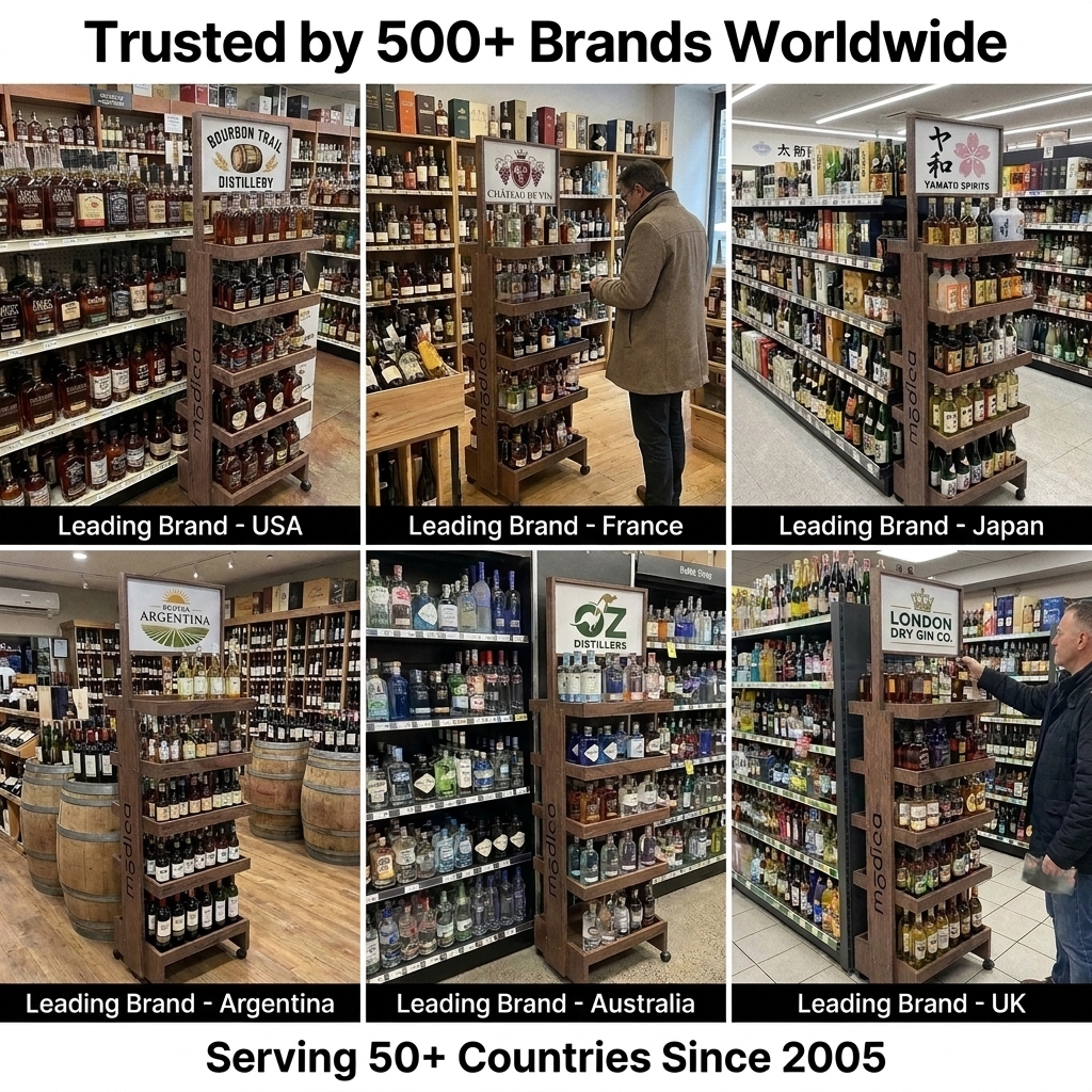Custom Wooden Craft Beer Cocktail Can Canned Wine Display Stand Retail Shop Bar Bottle Rack Shelf with Logo Header Wholesale ODM — view 6