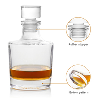 Decantador de Cristal al por Mayor con Tapón de Silicona de 750ml, Estilo Clásico para Whisky, Vino, Brandy y Bourbon
