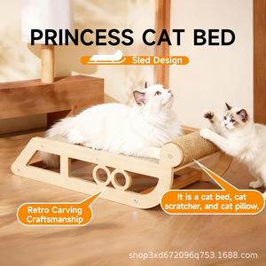 เตียงแมวไม้แบบใหม่พร้อมเสาข่วนในตัวสำหรับใช้ในบ้าน เสาข่วนแมวทำจากใยไซซอล ทนทานต่อการข่วนและไม่เป็นขุย - Product Image 4