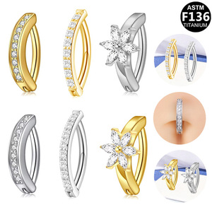 Piercing de nombril en titane avec zircone sertie en canal, bijou de nombril en acier inoxydable pour usage quotidien, piercing tendance - Product Image 5