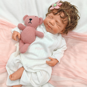 دمى أطفال حديثي الولادة من السيليكون بجسم كامل ناعم، شعر مجعد قصير مزروع يدويًا، وزن 7.26 رطل، دمية واقعية قابلة للغسل - Product Image 3