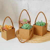 Boîte à fleurs en pot simple et étanche en papier Kraft à main carré succulent Mini plante verte Boîte à fleurs réutilisable