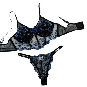 Coloré Floral Dentelle Maille Tissu Jarretelles Soutien-Gorge Respirant Réglable Mince Sangle <span class=keywords><strong>Taille</strong></span> <span class=keywords><strong>Basse</strong></span> String Brodé Transparent Sexy Chaud - Product Image 2