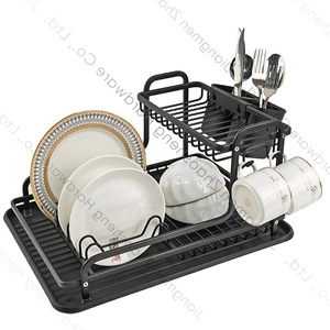 Escurridor de Platos de Doble Capa de Aluminio con Bandeja, Escurridor de Cocina de Secado Rápido, Escurridor de Encimera Cuadrado - Product Image 1