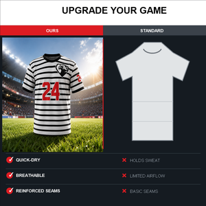 Maglia da Calcio Personalizzata Sublimata, Asciugatura Rapida, Traspirante, a Righe, in Poliestere, per Allenamento, con Logo e Nome, Vendita all'Ingrosso - Product Image 6