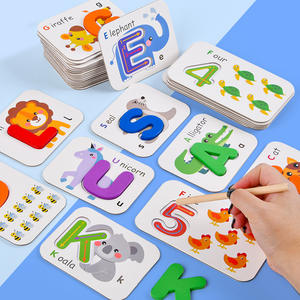 Aprendizaje de <span class=keywords><strong>ortografía</strong></span> educativa temprana 26 alfabetos de madera número letra emparejamiento juego de cartas juguetes educativos para niños niñas - Product Image 1