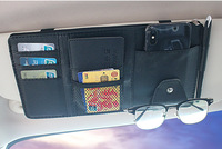 Organisateur de pare-soleil de voiture moderne en cuir PU, multi-poches, support de rangement pour pare-soleil automobile, clip pour lunettes de soleil, poche pour cartes et téléphone 4-7