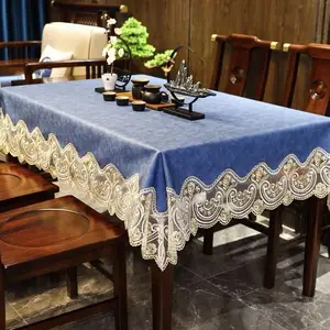 유럽 식탁보 방수 방수 빨 가정용 식탁보 레이스 PU 가죽 테이블 커버