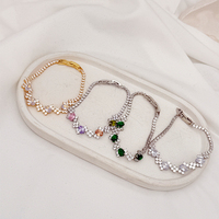 Gelang Tenis Berlian Zirkon Penuh Pesona, Desain Geometris Retro, Warna Emas Perak, Perhiasan Eropa untuk Wanita, Cocok untuk Hadiah