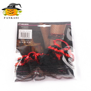Wilbers Halloween Leg <b>Cuffs</b> Black Lace <b>Thigh</b> High Sequin Trim Women Party Costume Accessory - Product Image 1