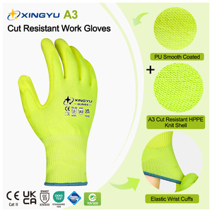 Gants de travail de sécurité XINGYU HPPE A3 13G enduits de PU, résistants aux coupures EN388 niveau <span class=keywords><strong>3</strong></span>, respirants, antidérapants, pour la construction, le bois et le métal - Product Image 2